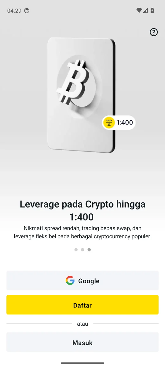 Slide intro ketiga aplikasi Exness Trade
