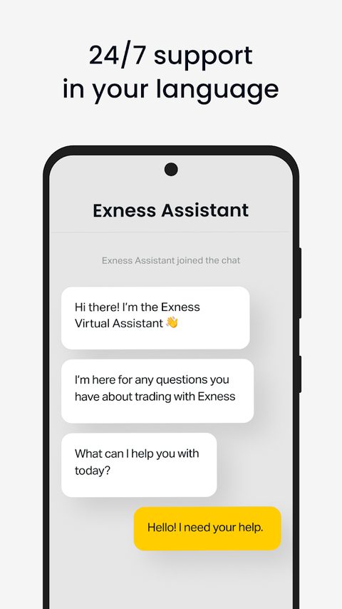 Tangkapan layar aplikasi Exness Trade
